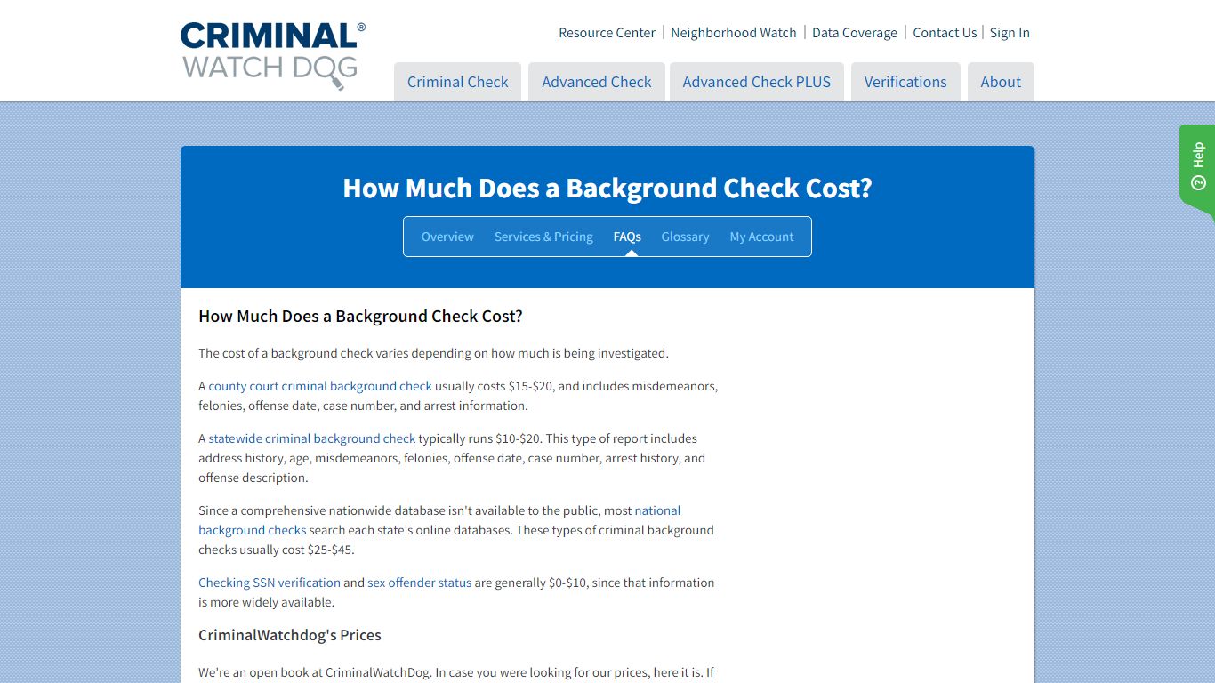 How Much Does a Background Check Cost? | CriminalWatchDog